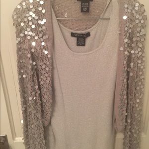 Silver tee and sequined shrug set